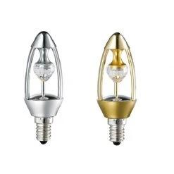 Sigor E14 LED-Kerzenlampe Crystal silber oder gold, C35, 5,5 Watt