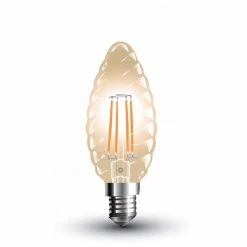 V-TAC LED gedrehte Kerze Filament E14, 4 Watt, 2200K amber