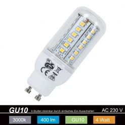 Leuchten Direkt LED GU10 4 Watt 3000K Warmweiß 4-fach dimmbar mit Schalter