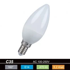 LHG Lights LED-Kerze E14 5,2W opal 2700K 470lm nicht dimmbar