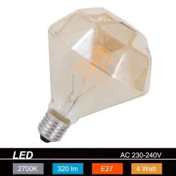 Trio LED-Leuchtmittel E27 4W, braun-getönt, Ø 11,5cm Filament