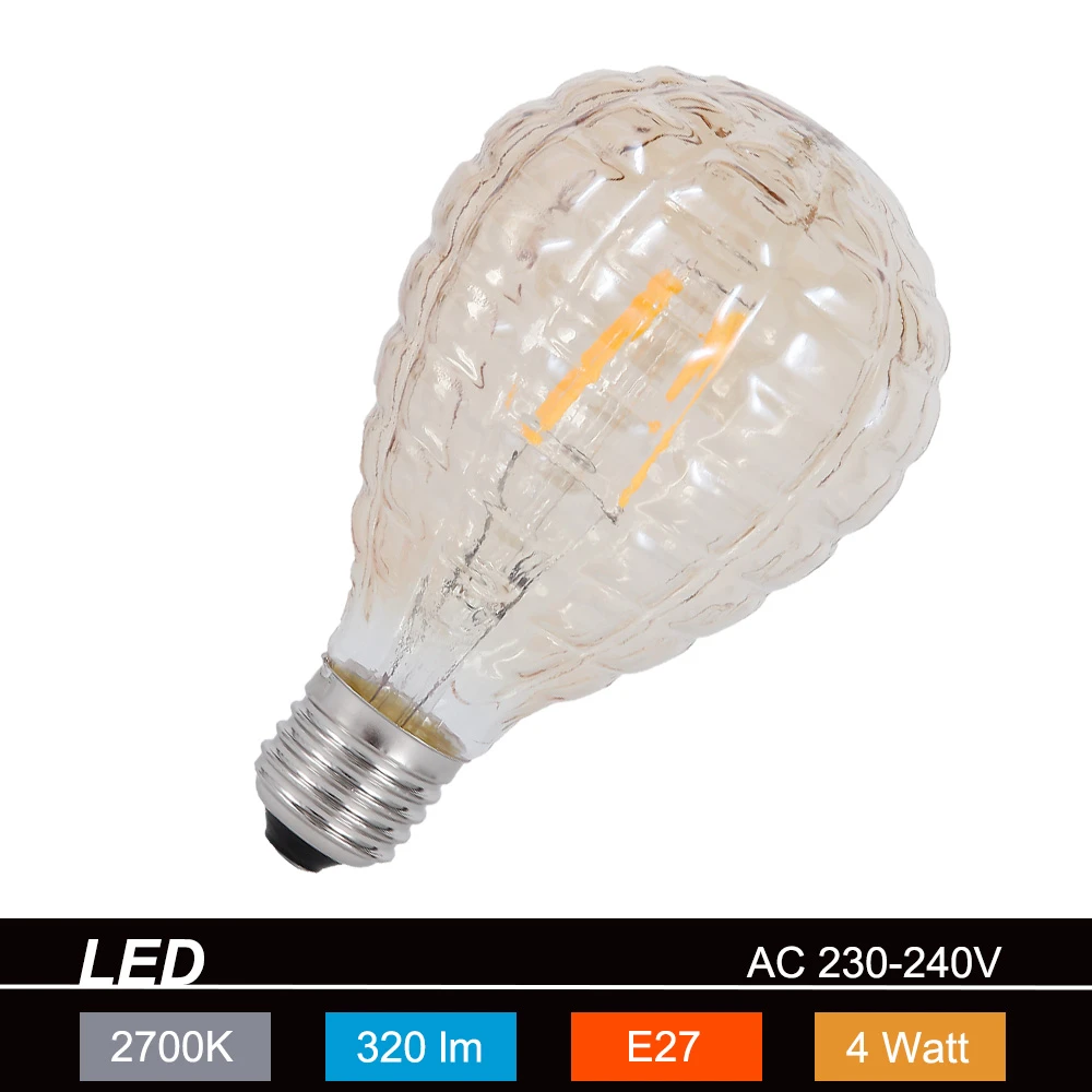 Trio LED-Leuchtmittel E27 4W, braun-getönt, Ø 8cm Filament