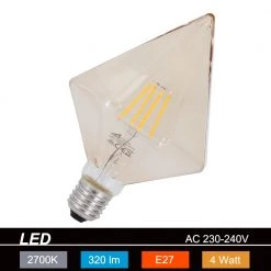 Trio LED-Leuchtmittel E27 4W, braun-getönt, Länge 17 cm Diamant Filament