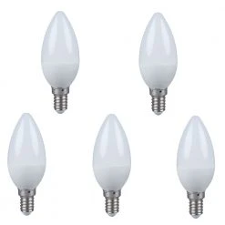 LHG Lights LHG 5er-Set E14 LED Leuchtmittel Kerzenform Glühlampe 3,5W opal 2700K nicht dimmbar
